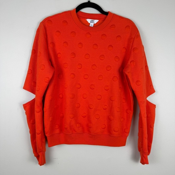 Joy Lab Tops - Joy Lab Sweatshirt Womens Small Orange Textured Polka Dot Cut-Out Elbow Crewneck